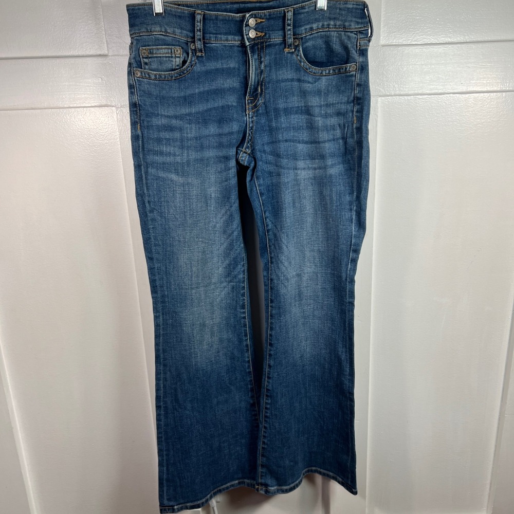Aeropostale Low Rise Flare Jeans Medium Wash Blue Denim Size 8 Reg